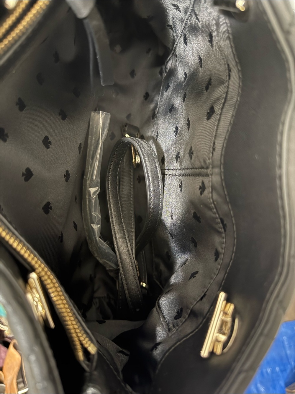 kate spade Black Quilted Tote with Gold Chain Handles - Picture 10 of 12